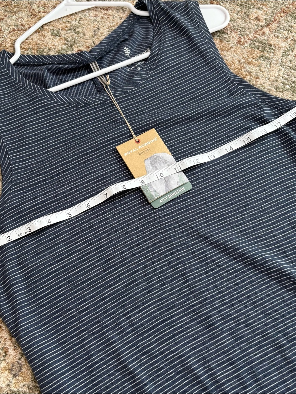 Royal Robbins Vacationer Tank Top Hemp Cotton Blue Striped Small Eclipse - Picture 10 of 11